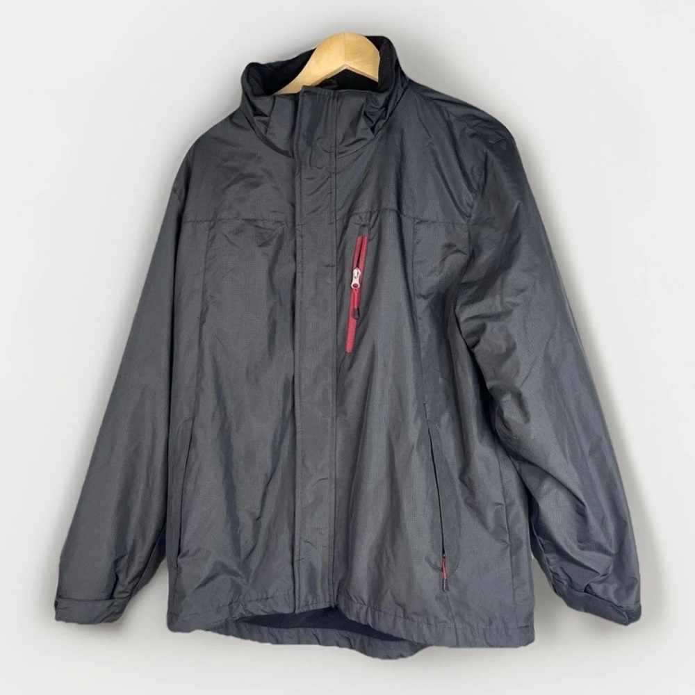 Outdoor Life Black Windbreaker Jacket with Red Accents